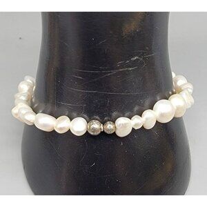 Freshwater Baroque Pearls Sterling Silver Accent Beads Multisize Off White 7.5"